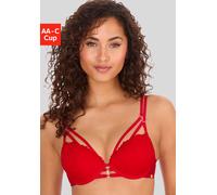 Push-up-BH JETTE, Damen, Gr. 90, Cup A, rot, Spitze, Obermaterial: 60% Polyamid, 35% Polyester, 5% Elasthan, BHs Push-up-BH, mit Bügel und aufregenden Ring- und Bänderdetails, sexy Dessous (52507755-9