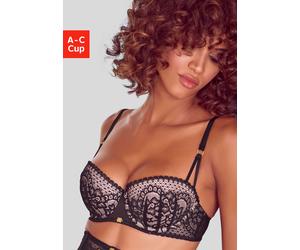 Push-up-BH JETTE "Velia", Damen, Gr. 80, Cup B, schwarz, Spitze, Obermaterial: 60% Polyamid, 35% Polyester, 5% Elasthan, BHs Push-up-BH, in Balconnet-Form, sexy Dessous (66765426-80) schwarz