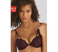 Push-up-BH LASCANA "BH mit Bügel, Spitzen-BH, als Dessous-Set kombinierbar", Damen, Gr. 80, Cup D, rot (cherryrot), Microtouch, Obermaterial: 60% Polyamid, 35% Polyester, 5% Elasthan, BHs Push-up-BH, 