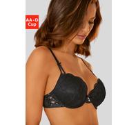 Push-up-BH LASCANA "Nikoletta", Damen, Gr. 70, Cup B, schwarz, Spitze, Obermaterial: 60% Polyamid, 35% Polyester, 5% Elasthan, BHs Push-up-BH, mit aufregender Schnürung an den Seiten, sexy Dessous, Re