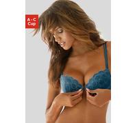 Push-up-BH LASCANA "BH mit Bügel, Spitzen-BH", Damen, Gr. 75, Cup A, grün (smaragd), Spitze, Obermaterial: 60% Polyamid, 35% Polyester, 5% Elasthan, BHs Push-up-BH, mit praktischem Vorderverschluss, s