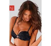 Push-up-BH LASCANA "BH mit Bügel, Spitzen-BH", Damen, Gr. 75, Cup C, schwarz, Spitze, Obermaterial: 60% Polyamid, 35% Polyester, 5% Elasthan, BHs Push-up-BH, mit herausnehmbaren Kissen, sexy Dessous (