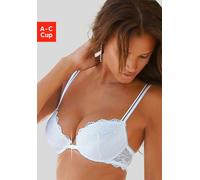 Push-up-BH LASCANA "BH mit Bügel, Spitzen-BH", Damen, Gr. 75, Cup C, weiß, Spitze, Obermaterial: 60% Polyamid, 35% Polyester, 5% Elasthan, BHs Push-up-BH, mit praktischem Vorderverschluss, sexy Unterw