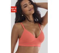 Push-up-BH LASCANA "COMFY BRA", Damen, Gr. 70, Cup D, orange, Piqué, Obermaterial: 50% Baumwolle, 33% Polyamid, 14% Polyester, 3% Elasthan, Basic, BHs Push-up-BH, ohne Bügel aus weicher Baumwollqualit