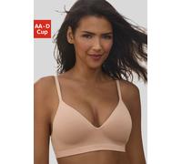 Push-up-BH LASCANA "COMFY BRA", Damen, Gr. 75, Cup C, braun (toffee), Piqué, Obermaterial: 50% Baumwolle, 33% Polyamid, 14% Polyester, 3% Elasthan, Basic, BHs Push-up-BH, ohne Bügel aus Baumwolle mit 