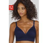 Push-up-BH LASCANA "COMFY BRA", Damen, Gr. 75, Cup D, blau (marine), Piqué, Obermaterial: 50% Baumwolle, 33% Polyamid, 14% Polyester, 3% Elasthan, Basic, BHs Push-up-BH, ohne Bügel aus Baumwolle, Basi