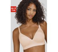 Push-up-BH LASCANA "COMFY BRA", Damen, Gr. 85, Cup D, beige (puder), Piqué, Obermaterial: 50% Baumwolle, 33% Polyamid, 14% Polyester, 3% Elasthan, Basic, BHs Push-up-BH, ohne Bügel aus Baumwolle, Basi