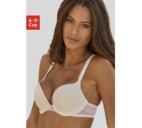 Push-up-BH LASCANA, Damen, Gr. 70, Cup D, beige (creme), Jersey, Obermaterial: 75% Polyamid, 17% Polyester, 8% Elasthan, BHs Push-up-BH, mit besonders weichen Schalen (89878726-70) creme