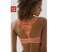 Push-up-BH LASCANA, Damen, Gr. 70, Cup D, orange (neon pfirsich), Spitze, Obermaterial: 60% Polyamid, 35% Polyester, 5% Elasthan, BHs Push-up-BH, mit hübschem Stickereimotiv im Rücken, sexy Dessous (4