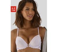 Push-up-BH LASCANA, Damen, Gr. 70, Cup D, weiß, Microtouch, Obermaterial: 60% Polyamid, 35% Polyester, 5% Elasthan, BHs Push-up-BH, mit sexy Bänderoptik vorn, Dessous (70858910-70) weiß