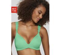 Push-up-BH LASCANA, Damen, Gr. 75, Cup B, grün, Microtouch, Obermaterial: 60% Polyamid, 35% Polyester, 5% Elasthan, BHs Push-up-BH, ohne Bügel, mit Spitzenträgern, bequemer BH, T-Shirt-BH, Racerback B
