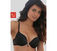 Push-up-BH LASCANA, Damen, Gr. 75, Cup B, schwarz, Microtouch, Obermaterial: 87% Polyamid, 13% Elasthan, BHs Push-up-BH, mit verstellbarer vorderer Mitte, Dessous (882761-75) schwarz