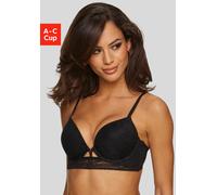 Push-up-BH LASCANA, Damen, Gr. 75, Cup C, schwarz, Spitze, Obermaterial: 60% Polyamid, 33% Polyester, 7% Elasthan, BHs Push-up-BH, mit Bügel aus floraler Jacquardspitze, sexy Dessous (90669865-75) sch