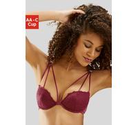 Push-up-BH LASCANA, Damen, Gr. 80, Cup B, rot, Spitze, Obermaterial: 60% Polyamid, 35% Polyester, 5% Elasthan, BHs Push-up-BH, aus Spitze mit hübscher Bändchenoptik, sexy Dessous (755063-80) rot