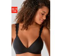Push-up-BH LASCANA, Damen, Gr. 80, Cup B, schwarz, Microtouch, Obermaterial: 60% Polyamid, 35% Polyester, 5% Elasthan, BHs Push-up-BH, ohne Bügel, mit Spitzenträgern, bequemer BH, T-Shirt-BH, Racerbac