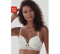 Push-up-BH LASCANA, Damen, Gr. 80, Cup C, grün (hellmint), Spitze, Obermaterial: 60% Polyamid, 33% Polyester, 7% Elasthan, BHs Push-up-BH, mit Bügel aus floraler Jacquardspitze, sexy Dessous (74827026