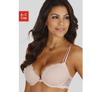 Push-up-BH LASCANA, Damen, Gr. 80, Cup C, rosa (rose), Spitze, Obermaterial: 60% Polyamid, 35% Polyester, 5% Elasthan, BHs Push-up-BH, mit praktischem Vorderverschluss und zarten Spaghettiiträgern, De