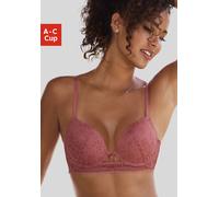 Push-up-BH LASCANA, Damen, Gr. 85, Cup A, braun (kastanie), Spitze, Obermaterial: 60% Polyamid, 33% Polyester, 7% Elasthan, BHs Push-up-BH, mit Bügel aus floraler Jacquardspitze, sexy Dessous (5286464