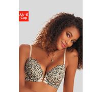 Push-up-BH LASCANA, Damen, Gr. 85, Cup AA, beige (leodruck), Microtouch, Obermaterial: 60% Polyamid, 35% Polyester, 5% Elasthan, BHs Push-up-BH, in aufregender Leo-Optik, sexy Dessous (47501760-85) le