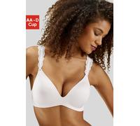 Push-up-BH LASCANA, Damen, Gr. 85, Cup C, beige (creme), Microtouch, Obermaterial: 60% Polyamid, 35% Polyester, 5% Elasthan, BHs Push-up-BH, ohne Bügel mit wunderschönen Spitzenträgern, Dessous (88916