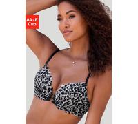 Push-up-BH LASCANA, Damen, Gr. 85, Cup E, schwarz-weiß (leo, silberfarben), Microtouch, Obermaterial: 60% Polyamid, 35% Polyester, 5% Elasthan, BHs Push-up-BH, in aufregender Leo-Optik, sexy Dessous (
