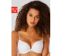 Push-up-BH LASCANA, Damen, Gr. 90, Cup AA, weiß, Microtouch, Obermaterial: 60% Polyamid, 35% Polyester, 5% Elasthan, BHs Push-up-BH, mit einzigartigen Kunstperlen-Details, sexy Dessous (12103216-90) w