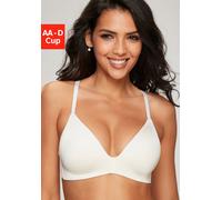 Push-up-BH LASCANA, Damen, Gr. 90, Cup B, beige (creme), Microtouch, Obermaterial: 60% Polyamid, 35% Polyester, 5% Elasthan, Basic, BHs, ohne Bügel, mit eingearbeitetem Polster im Untercup, Basic-BH (