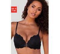 Push-up-BH LASCANA, Damen, Gr. 90, Cup E, schwarz, Microtouch, Obermaterial: 60% Polyamid, 35% Polyester, 5% Elasthan, BHs Push-up-BH, in aufregender Leo-Optik, sexy Dessous (54005252-90) schwarz