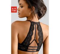Push-up-BH LASCANA "Sienna", Damen, Gr. 70, Cup C, schwarz, Spitze, Obermaterial: 60% Polyamid, 35% Polyester, 5% Elasthan, BHs Push-up-BH, mit dekorativem Spitzenrücken, sexy Dessous (89083618-70)