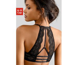 Push-up-BH LASCANA "Sienna", Damen, Gr. 80, Cup C, schwarz, Spitze, Obermaterial: 60% Polyamid, 35% Polyester, 5% Elasthan, BHs Push-up-BH, mit dekorativem Spitzenrücken, sexy Dessous (89083618-80) sc