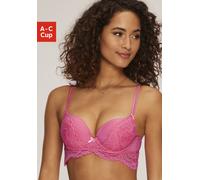 Push-up-BH LASCANA "Valentina", Damen, Gr. 80, Cup C, pink, Microtouch, Obermaterial: 60% Polyamid, 35% Polyester, 5% Elasthan, BHs Push-up-BH, mit extravaganten Spitzendetails, Dessous (72323765-80)