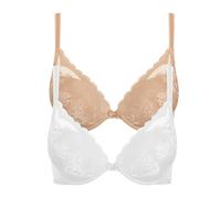 Push-up-BH LISCA "2er Pack Push up BH Evelyn", Damen, Gr. 75, Cup C, bunt (sweet almond, weiß), Spitze, Obermaterial: 82% Polyamid PA. 18% Elasthan EL., BHs Push-up-BH (15776940-75) sweet almond, weiß