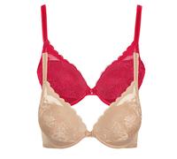 Push-up-BH LISCA "2er Pack Push up BH Evelyn", Damen, Gr. 75, Cup D, bunt (rot, sweet almond), Spitze, Obermaterial: 82% Polyamid PA. 18% Elasthan EL., BHs Push-up-BH (43194968-75) rot, sweet almond
