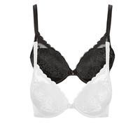 Push-up-BH LISCA "2er Pack Push up BH Evelyn", Damen, Gr. 80, Cup A, bunt (schwarz, weiß), Spitze, Obermaterial: 82% Polyamid PA. 18% Elasthan EL., BHs Push-up-BH (45623339-80) schwarz, weiß