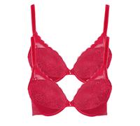 Push-up-BH LISCA "2er Pack Push up BH Evelyn", Damen, Gr. 85, Cup C, rot, Spitze, Obermaterial: 82% Polyamid PA. 18% Elasthan EL., BHs Push-up-BH (81429143-85) rot