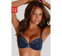 Push-up-BH MARIE CLAIRE, Damen, Gr. 70, Cup D, blau (marine), Microtouch, Obermaterial: 70% Polyamid, 20% Elasthan, 10% Polyester, BHs BH Push-up-BH Spitzenwäsche Bügel-BH Spitzen-BH Hochzeitswäsche D