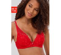 Push-up-BH NUANCE BY LASCANA, Damen, Gr. 70, Cup D, rot, Spitze, Obermaterial: 68% Polyamid, 21% Polyester, 11% Elasthan, BHs Push-up-BH, mit Bügel aus zarter, elastischer Spitze, verführerische Desso