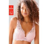Push-up-BH PETITE FLEUR, Damen, Gr. 70, Cup B, rosa (rosenholz, rosé), Spitze, Obermaterial: 60% Polyamid, 35% Polyester, 5% Elasthan, BHs Push-up-BH, in High Apex Schnittform, Dessous (42820004-70) r