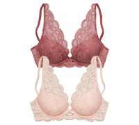 Push-up-BH, Damen, Gr. 85, Cup C, rosa (rosenholz, rosé), Spitze, Obermaterial: 60% Polyamid, 35% Polyester, 5% Elasthan, PETITE FLEUR BY LASCANA, BHs Push-up-BH, in High Apex Schnittform, Dessous, To