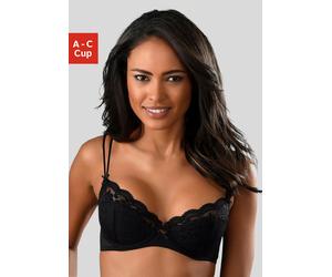 Push-up-BH S.OLIVER, Damen, Gr. 70, Cup B, schwarz, Spitze, Obermaterial: 60% Polyamid, 35% Polyester, 5% Elasthan, BHs BH Spitzenwäsche Push-up-BH Spitzen-BH Bügel-BH Hochzeitswäsche Dirndl-BH Hochze