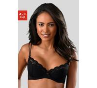 Push-up-BH S.OLIVER, Damen, Gr. 80, Cup C, schwarz, Spitze, Obermaterial: 60% Polyamid, 35% Polyester, 5% Elasthan, BHs BH Spitzenwäsche Push-up-BH Spitzen-BH Bügel-BH Hochzeitswäsche Dirndl-BH Hochze