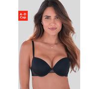 Push-up-BH S.OLIVER "Emilie", Damen, Gr. 75, Cup B, schwarz, Microtouch, Obermaterial: 85% Polyamid, 15% Elasthan, BHs Push-up-BH, mit Bügel & hübschem Spitzenrücken, sexy Dessous (42823468-75) schwar