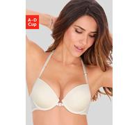 Push-up-BH S.OLIVER "Fabienne", Damen, Gr. 85, Cup D, beige (creme), Spitze, Obermaterial: 46% Polyamid, 43% Polyester, 11% Elasthan, BHs Push-up-BH, mit Bügel und modischem Spitzenrücken, Dessous (94