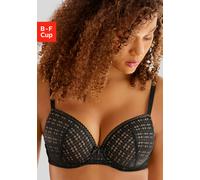 Push-up-BH S.OLIVER "Noelle", Damen, Gr. 95, Cup F, schwarz, Spitze, Obermaterial: 60% Polyamid, 35% Polyester, 5% Elasthan, BHs BH Push-up-BH Spitzenwäsche Spitzen-BH, aus graphischer Spitze mit Büge
