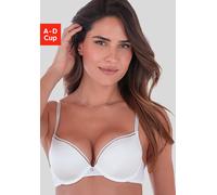Push-up-BH S.OLIVER "Schalen-BH, Bügel-BH, T-Shirt-BH, Elina", Damen, Gr. 75, Cup D, weiß (creme), Microtouch, Obermaterial: 60% Polyamid, 35% Polyester, 5% Elasthan, Basic, BHs Push-up-BH, mit heraus