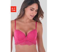 Push-up-BH S.OLIVER "Sophie", Damen, Gr. 70, Cup A, pink, Spitze, Obermaterial: 90% Polyamid, 10% Elasthan, BHs Push-up-BH, aus feiner Spitze in leichter Longform, sexy Dessous, Reizwäsche (69182716-7