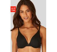 Push-up-BH S.OLIVER "Zoè", Damen, Gr. 80, Cup C, schwarz, Microtouch, Obermaterial: 60% Polyamid, 35% Polyester, 5% Elasthan, BHs Push-up-BH, aus modischen Mesh in Streifen-Optik (76448151-80) schwarz