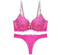 Push Up BH Set,Damen Bügel BH Set Spitze BH und Slip Nicht Abnehmbarer Bra Panty Lingerie Unterwäsche mit Hakenverschluss und Verstellbare Träger