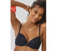 Push-up-BH VIVANCE, Damen, Gr. 75, Cup C, blau (midnight blau), Microtouch, Obermaterial: 60% Polyamid, 35% Polyester, 5% Elasthan, BHs Push-up-BH, rundherum mit floraler Spitze, Dessous (83657918-75)