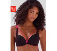 Push-up-BH VIVANCE, Damen, Gr. 75, Cup C, schwarz, Spitze, Obermaterial: 73% Polyamid, 17% Polyester, 10% Elasthan, BHs Push-up-BH, mit Bügel mit dekorativen, elastischen Zierbändern, sexy Dessous (33
